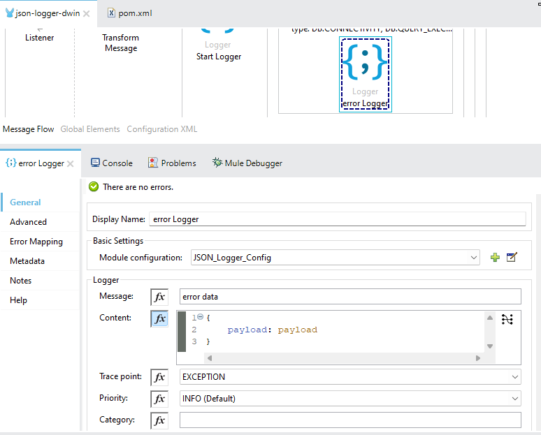 Logs from start logger