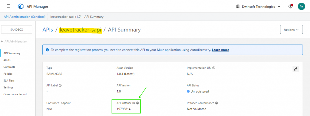 API Instance ID