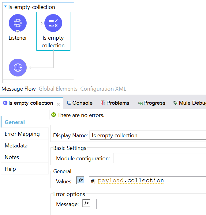 Configure the Is Empty Collection Operation